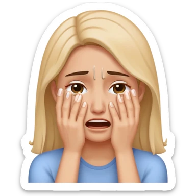 crying woman covering her face with hands sticker