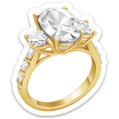 Gold oval diamond engagement ring sticker