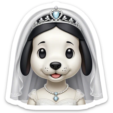 dog snoopy as a bride black ears sticker