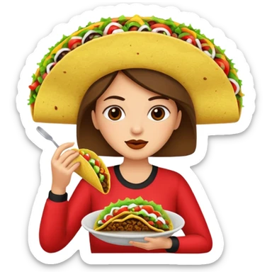 taco eating woman sticker