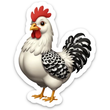 full body chicken, and every single feather have a black and white small pattern sticker