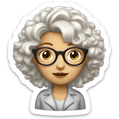 Fille blanche avec des cheveux bouclé brun et des lunettes sticker