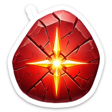 magical stone red bright light shine through cracks sticker