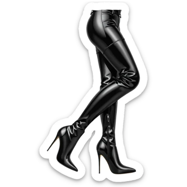Black aesthetic thigh-high patent leather boots, sharp stiletto heel, elegant silhouette, minimal background, soft studio lighting, luxury editorial style, dramatic shadows, ultra detailed.
 sticker