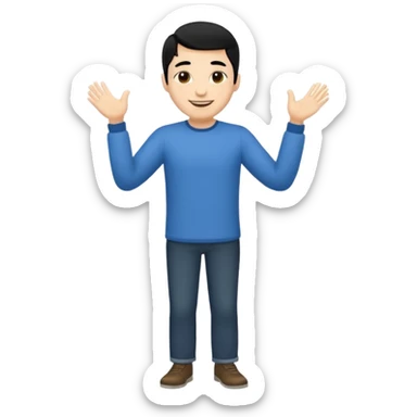 ligth man black hair full body greeting sticker