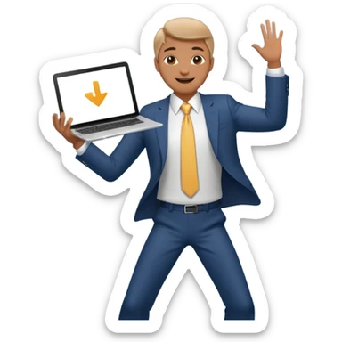 create a person emoji of Barcushake is the superpower name The mover & shaker who stays organised with a laptop dancing sticker
