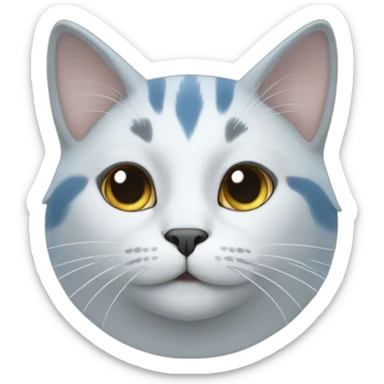 White and grey cat with bleu été sticker