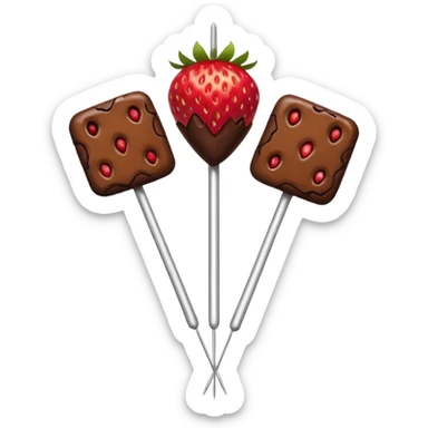 brownies and strawberries on a skewer sticker
