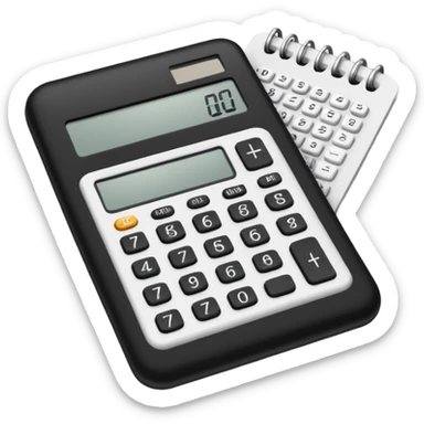 calculator next to a sheet of paper sticker