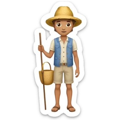 full body man with strow hat sticker
