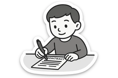 realistic person signing a contract, minimalistic, clean lines sticker