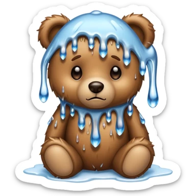 Sad Teddy bear with icicles dripping off her sticker