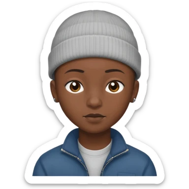 an african teen with buzzcut and wears a beanie sticker