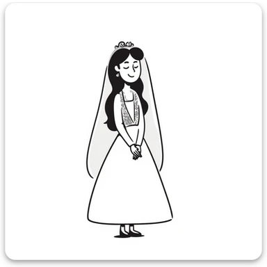 beautiful girl with long hair getting married veil covering face sticker