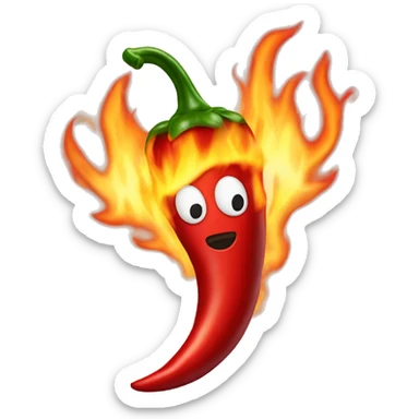 Chili pepper mixed with fire sticker