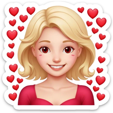 smiling girl with hearts happy Valentine’s Day sticker