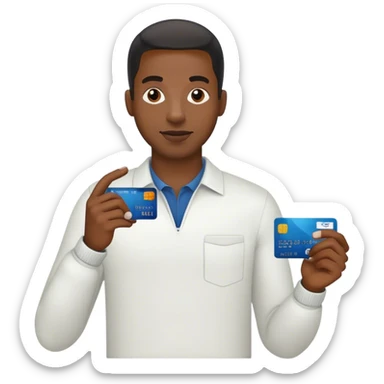 Black male giving debit card sticker