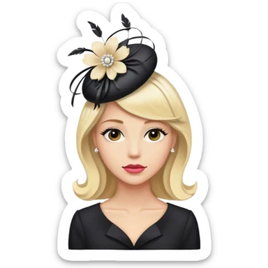 Blonde hot lady at funeral with fascinator in Face sticker