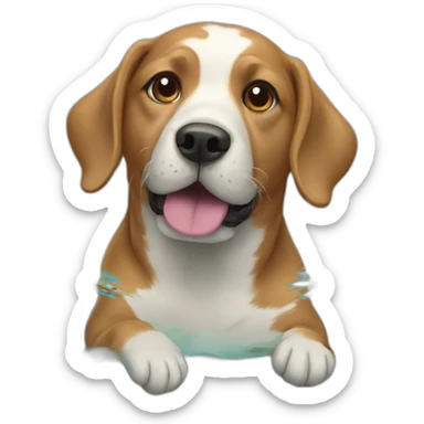 Dog swimming in poll sticker