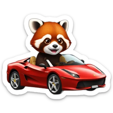 Red-panda-driving-ferrari sticker