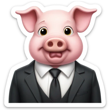 pig wearing suit sticker