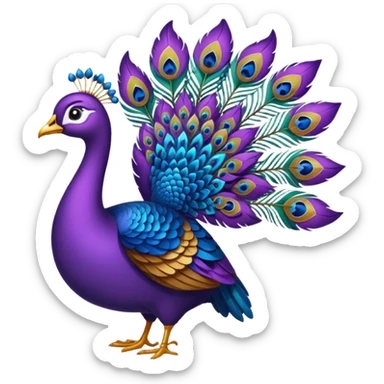 pluma de pavo real morada sticker