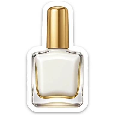 White nail polish in a square bottle with gold lid  sticker