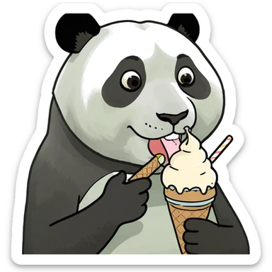 Panda eating ice creami sticker
