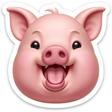 Cinematic Cute Yawning Pig Portrait Emoji, Head tilted slightly with a dramatic, wide-open yawn, showcasing a soft, smooth rosy-pink hide with droopy ears, round beady eyes barely open in drowsy contentment, Simplified yet irresistibly adorable features, highly detailed, glowing with a soft, cozy glow, high shine, relaxed yet expressive, stylized with a touch of whimsical charm, bright and endearing, soft glowing outline, capturing the essence of a sleepy yet affectionate pig, so drowsy it feels like it could stretch out of the screen and curl up for a nap! sticker