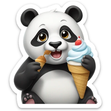 Panda eating ice cream sticker