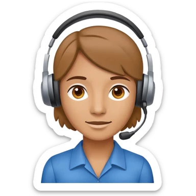 A call center operator wearing a headset sticker