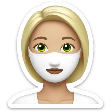 Lady with spa mask beauty full face relaxing green eyes pink lips sticker