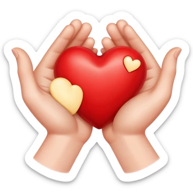 two hands giving and receiving a heart sticker