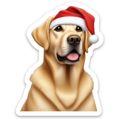 Golden Labrador wearing a Santa hat sticker