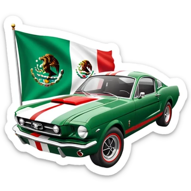 65 Mustang fastback painted the same as the Mexican flag sticker