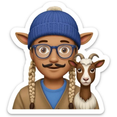 man with braids glasses beanie and goat beard sticker