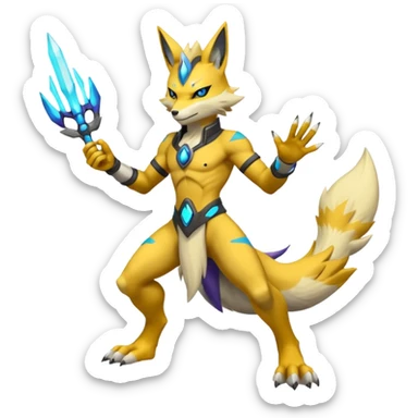  Futuristic Toned Masculine Zeraora-Renamon-fusion (full body) sticker