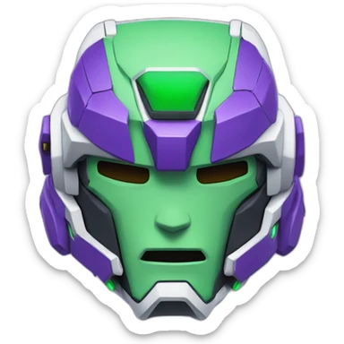 purple and green gundam mecha face sticker