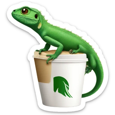lizard with starbucks sticker