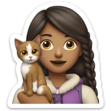 a young girl with two cats, one black and the other snowshoe sticker