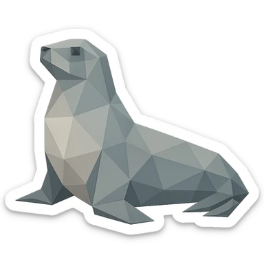 polygonal seal, low-poly polygonal illustration sticker
