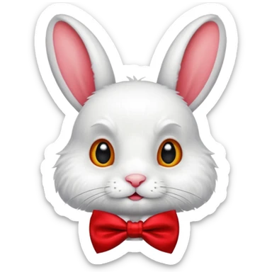 White rabbit with red bow tie sticker