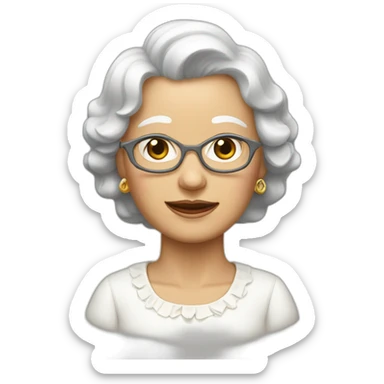 señora de 100 años, con arrugas, pelo blanco y rulos sticker