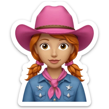 ginger cowgirl with pink hat sticker