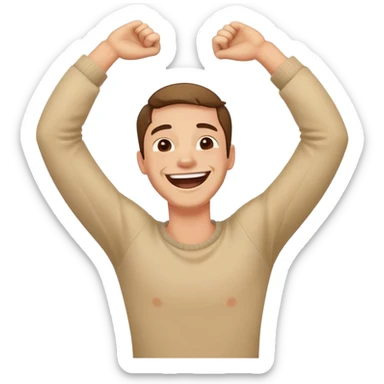 Guy holding neck with both arms anglely laughing  sticker