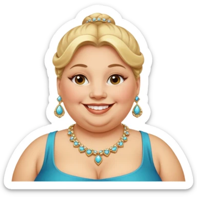 very obese rich blonde bun haired woman sticker