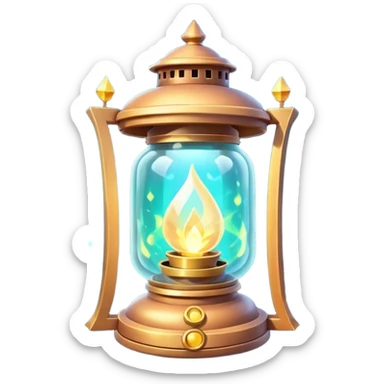 enchanted lantern object icon, strong magical glow, floating runes and sparkles, mystical light swirling inside the lantern, fantasy magic aura, 3D cartoon, mobile game icon style, centered, clean background, no text, no watermark sticker