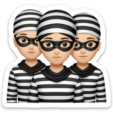 3 theif robbers emoji,Stripped shirt,eye mask, black head. sticker