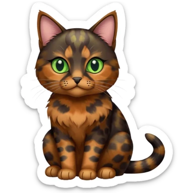 dark tortoiseshell cat pastel green eyes sticker
