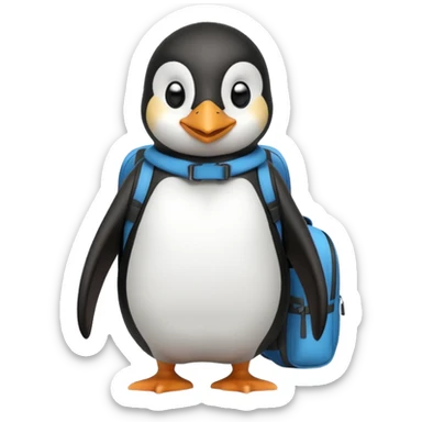 penguin with backpack direct looking to camera sticker